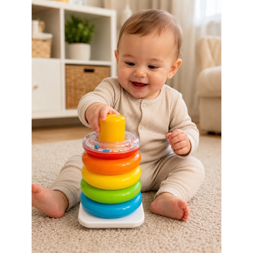Fisher-Price Rock-a-Stack Baby Toddler Stacking Toy Rainbow Rings Rattle GJW15
